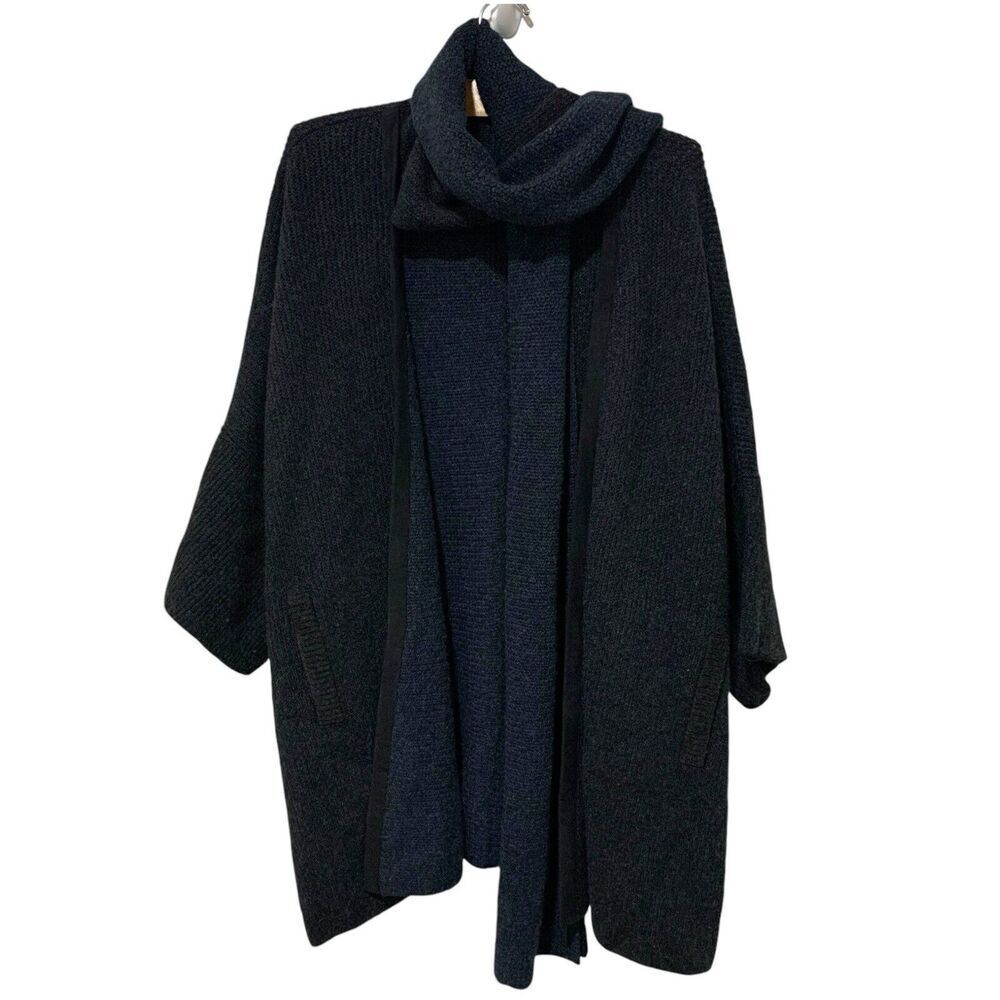 Loro Piana | Cashmere Cardigan Wrap Sweater Pockets Reversible Scarf- Size Large